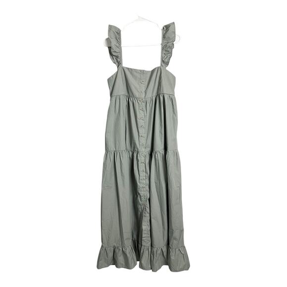 En Saison Dress Green Midi Casual Sundress M Medium Cottage Boho Comfy - Picture 1 of 6